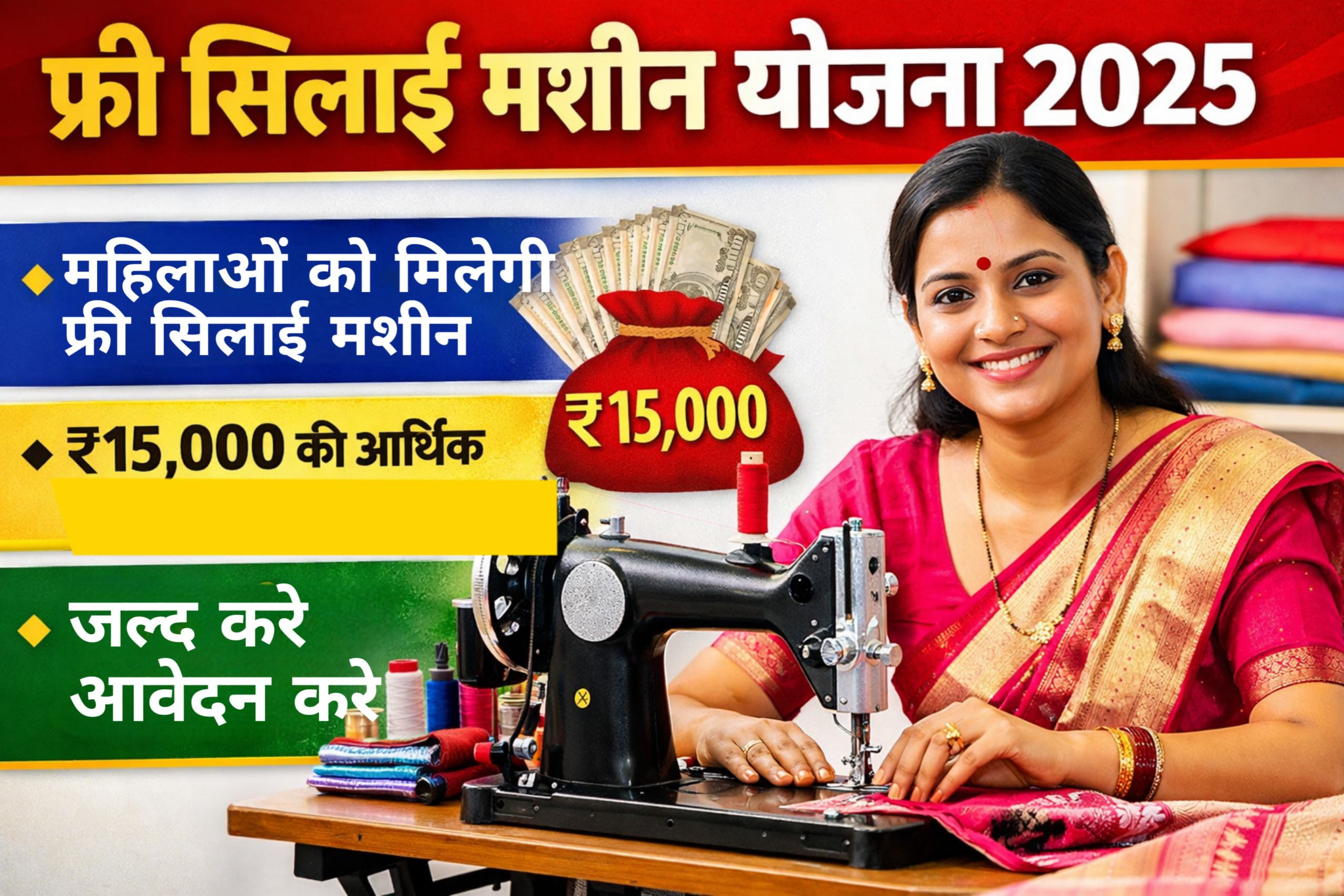 Free Silai Machine Form 2025: महिलाओं को फ्री सिलाई मशीन + ₹15000, अभी करें आवेदन