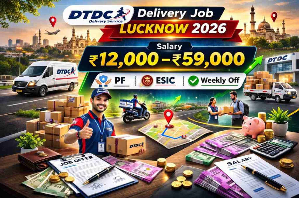 DTDC Delivery Job Lucknow 2026: Salary ₹12,000–₹59,000 + PF, ESIC & Weekly Off